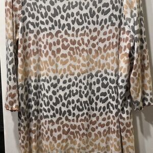 Women's Long Sleeve Ribbed Tunic in Neutral Animal Spot